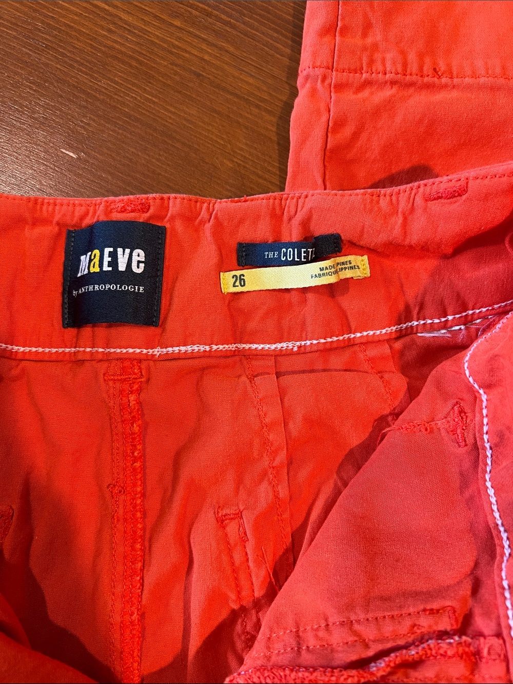 Maeve Anthropologie - The Colette High Waist Wide Leg Orange - Size 26 - Picture 9 of 13
